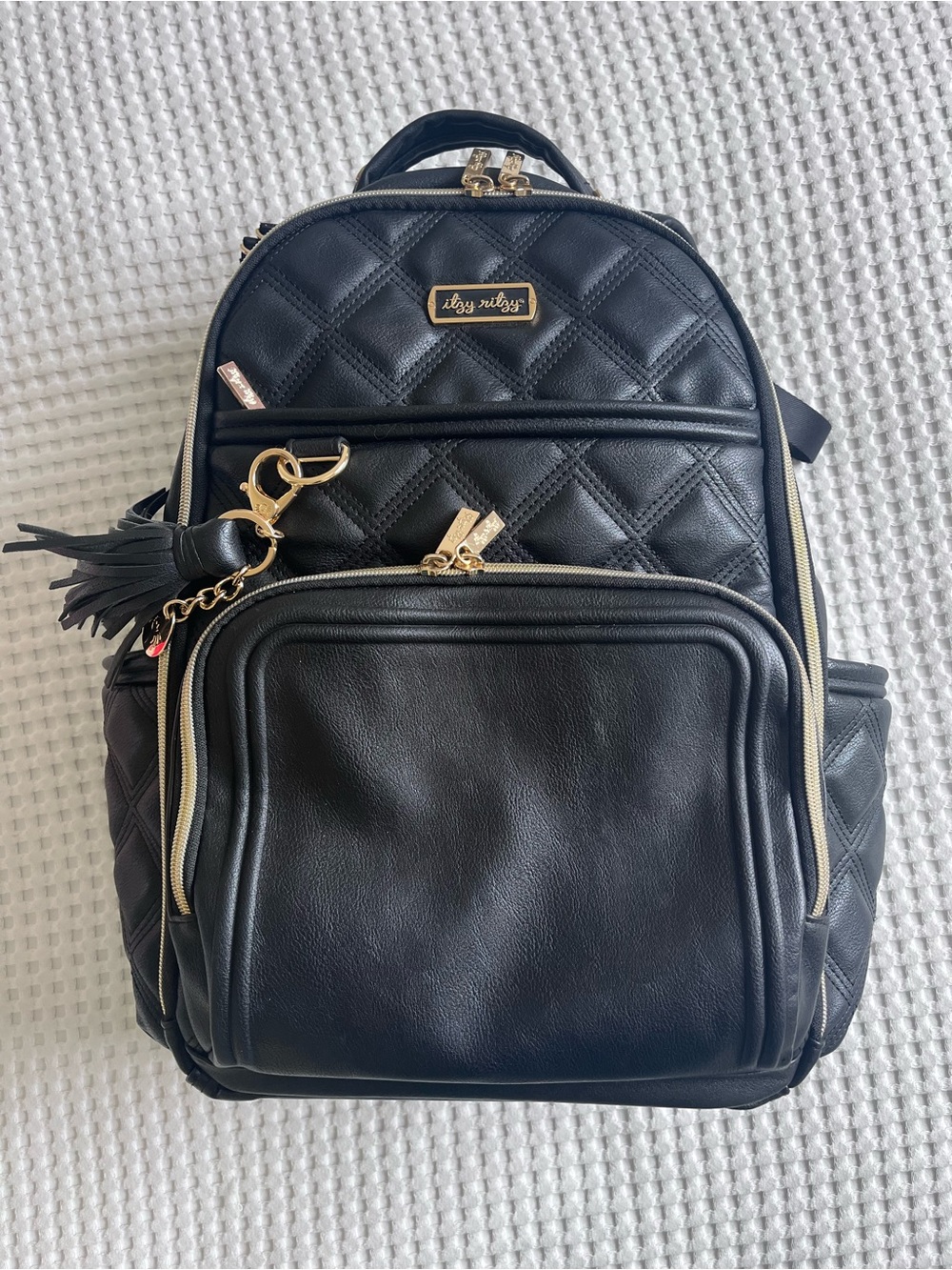 Itsy Ritzy Boss Large Diaper Bag Backpack in Mystic - Black with Pink Lining